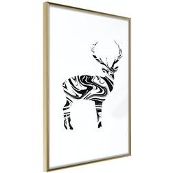 Arkiio Affisch Black and White Deer [Poster] 20x30 Poster